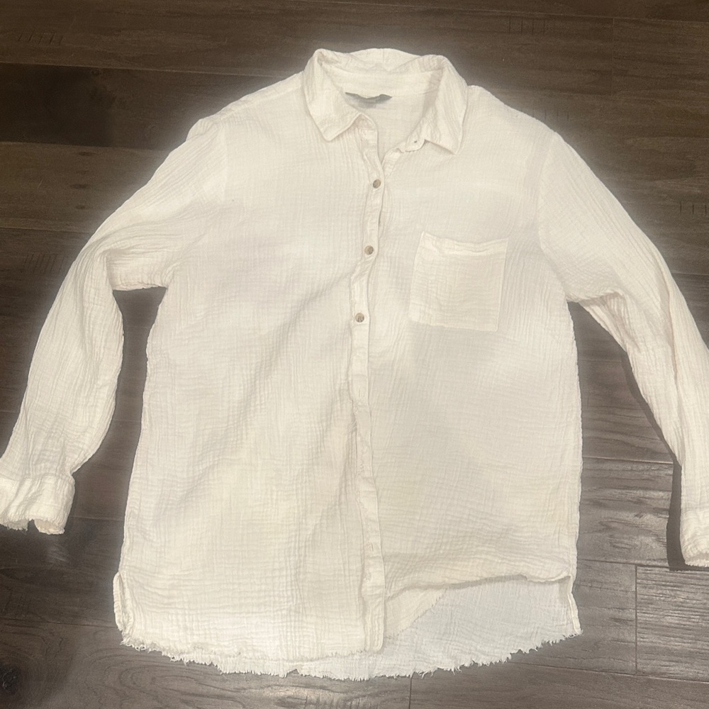 Naturals White Textured Button-Up Shirt